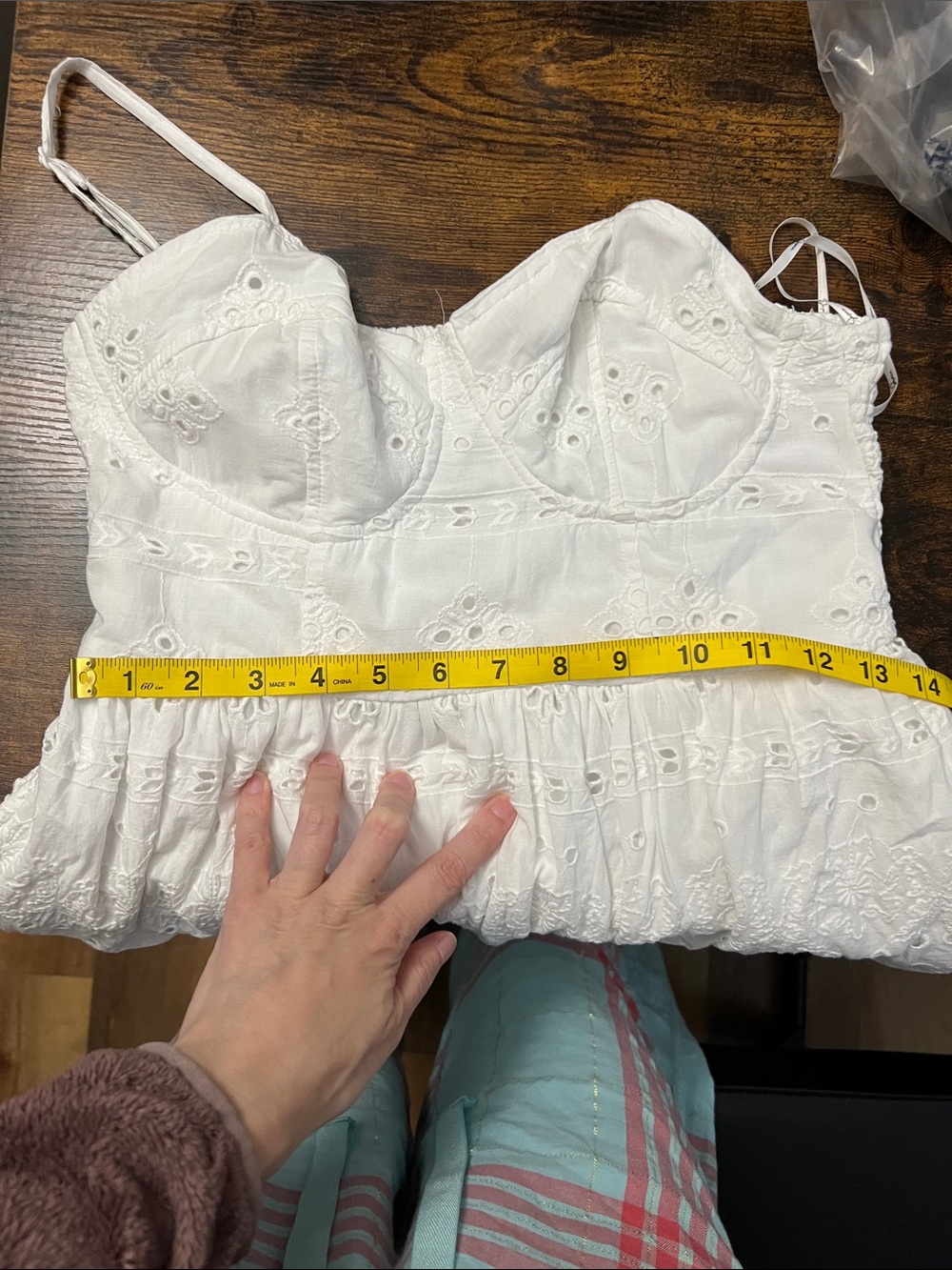 White Eyelet Maxi Dress with Spaghetti Straps - Picture 3 of 4